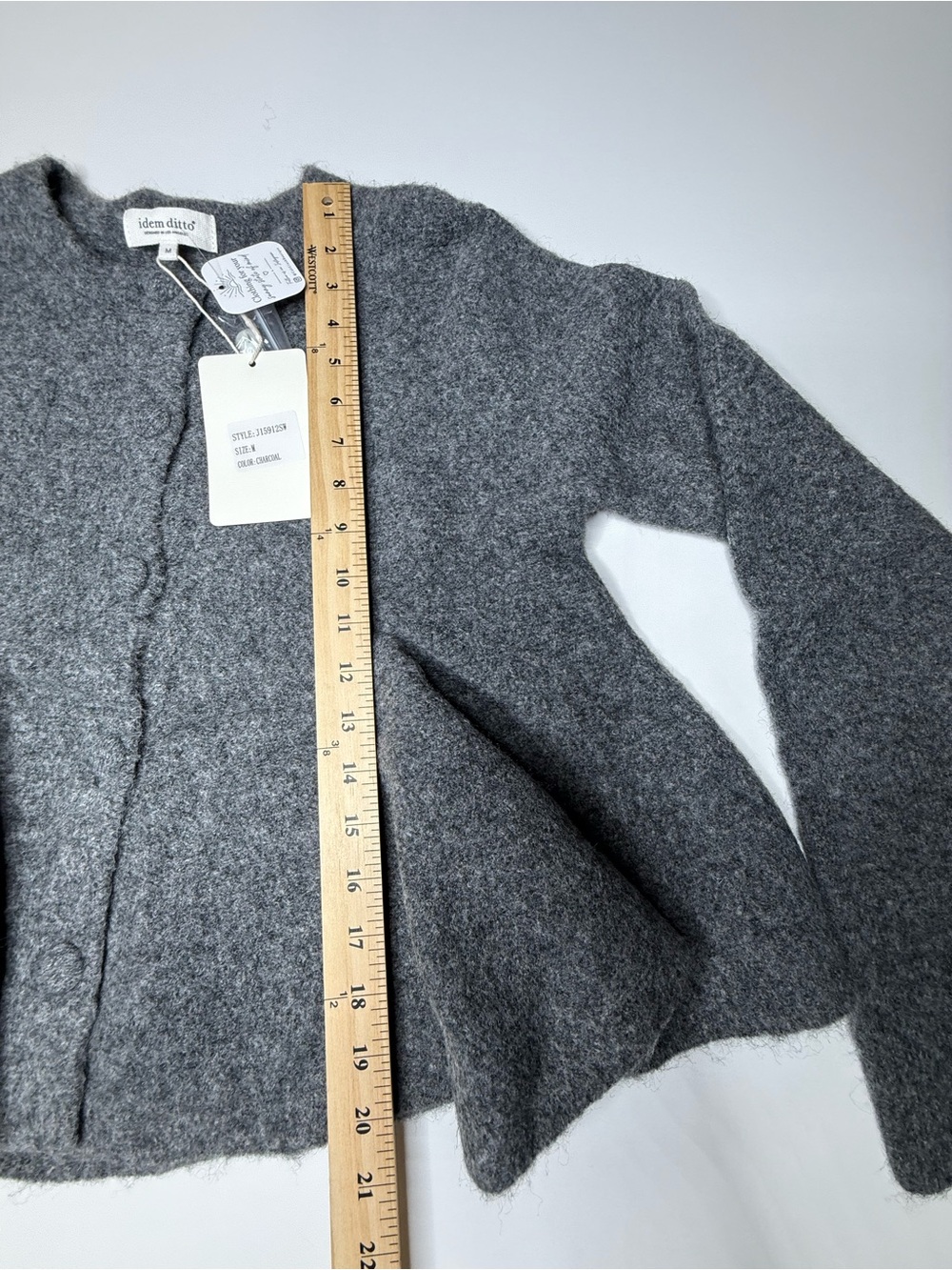 Women’s Charcoal Gray Peplum Knit Sweater Long Sleeve - Picture 7 of 9